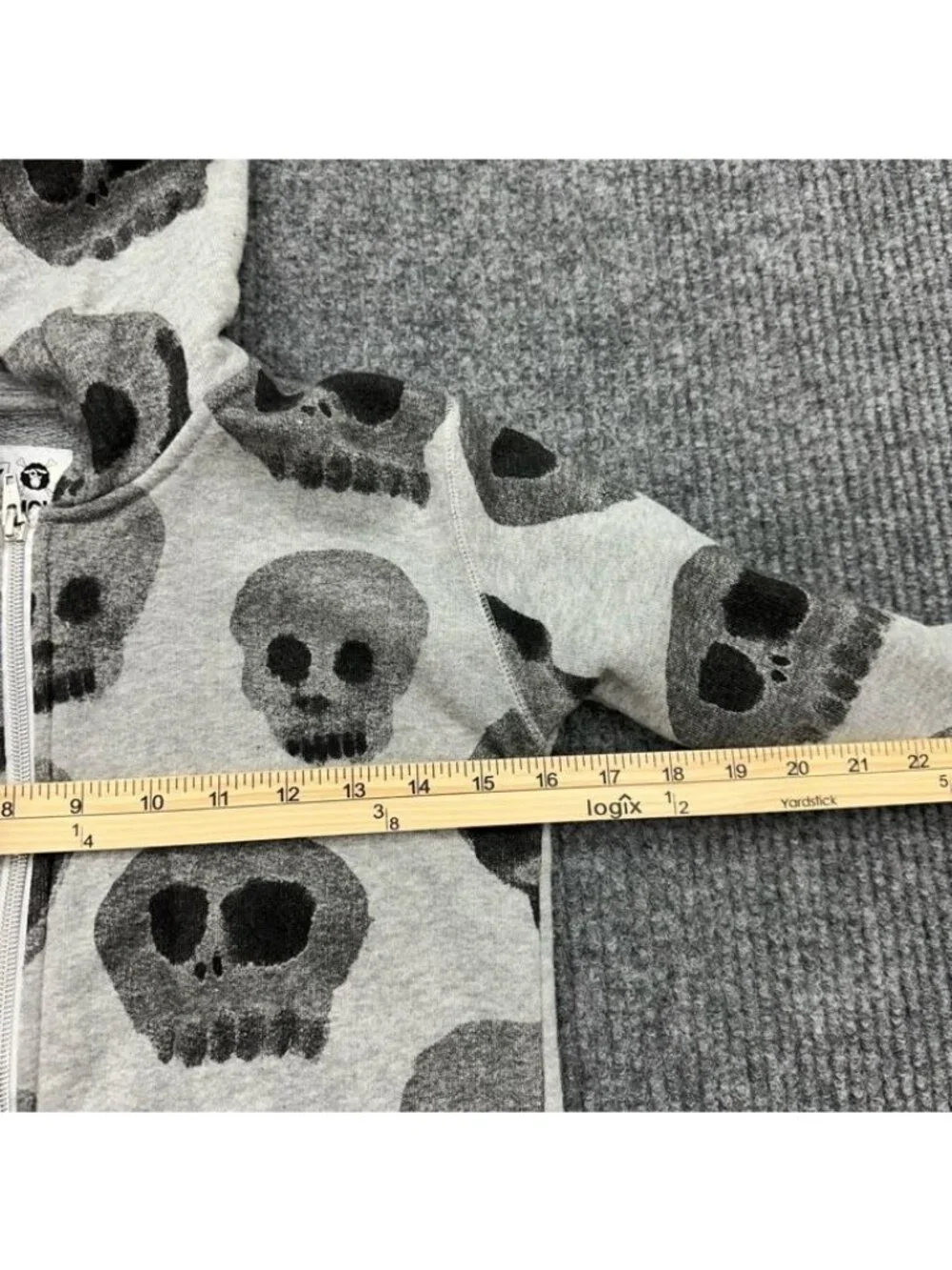 Nununu All Over Skull Print Full Zip Hooded Sweatshirt 100% Cotton Boys sz 6-7